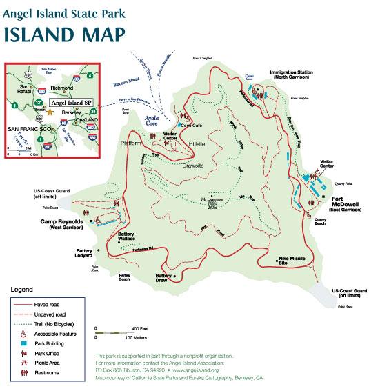 Topographical map of Angel Island and Ayala Cove