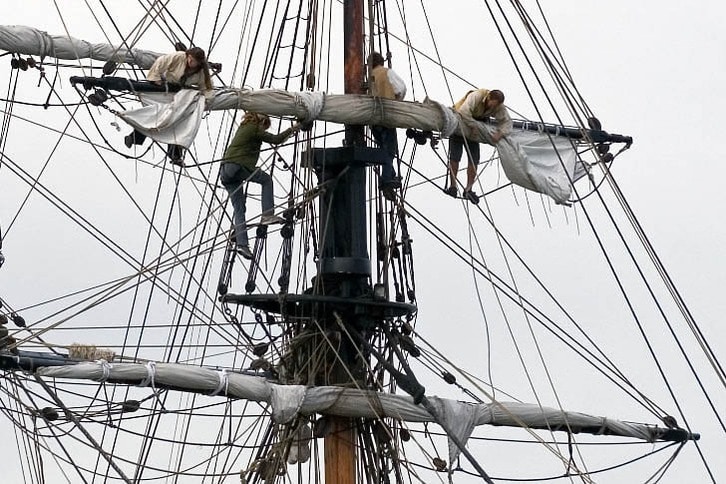 Furling the Sails on Lady Washington 3