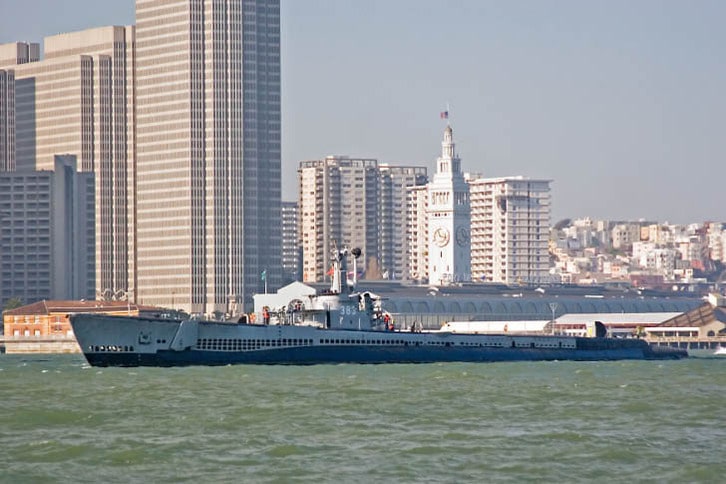 Pampanito Cruises Past the Ferry Building
