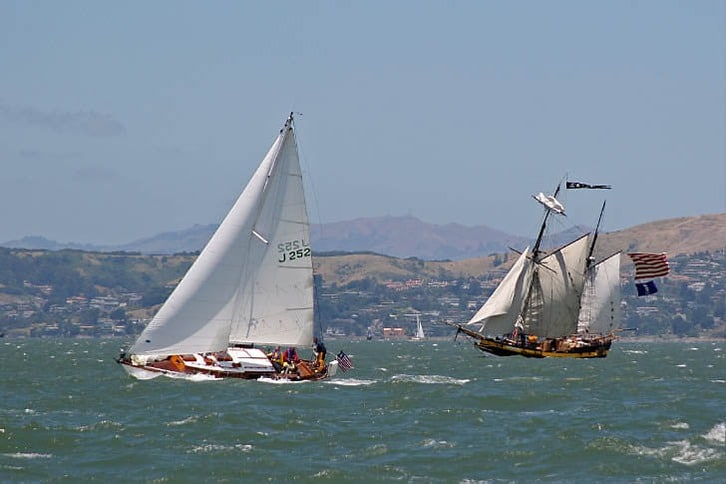 two sailboats started at the same location